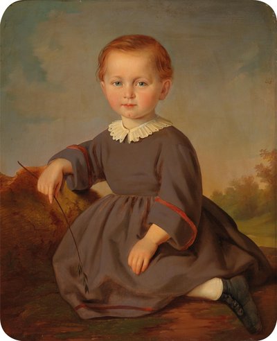 Portrait of a Child Set in a Landscape by Carl Teibler